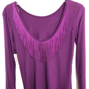 Long sleeve top with fringes